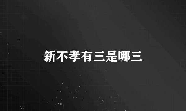 新不孝有三是哪三