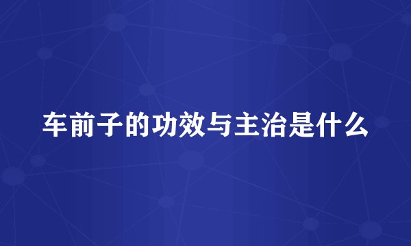 车前子的功效与主治是什么