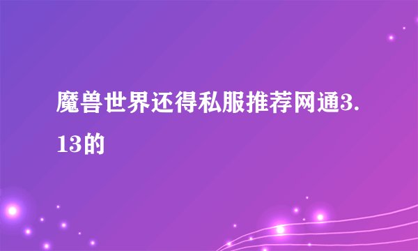 魔兽世界还得私服推荐网通3.13的