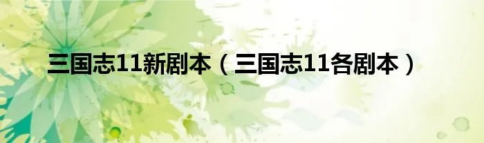 三国志11新剧本（三国志11各剧本）