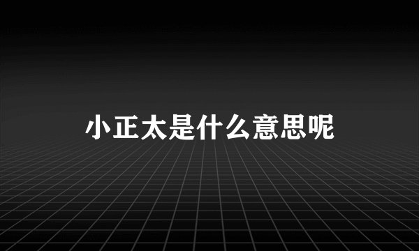小正太是什么意思呢