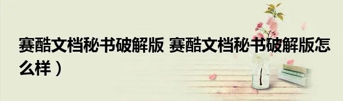 赛酷文档秘书破解版 赛酷文档秘书破解版怎么样）
