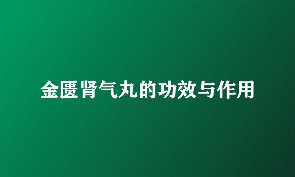 金匮肾气丸的功效与作用
