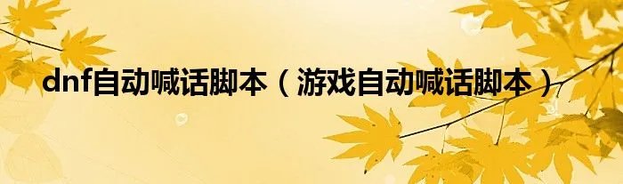 dnf自动喊话脚本（游戏自动喊话脚本）