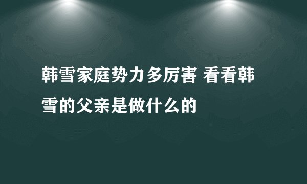 韩雪家庭势力多厉害 看看韩雪的父亲是做什么的