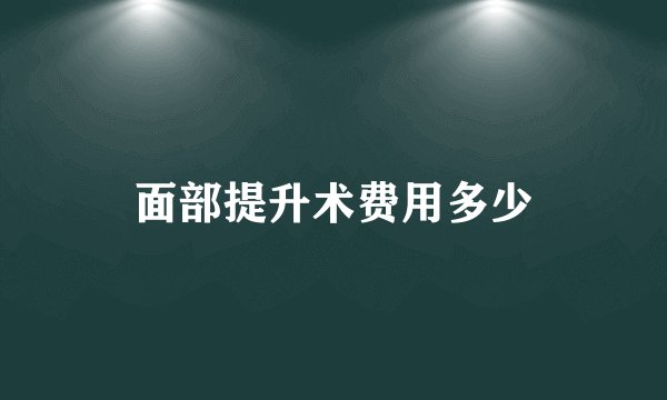 面部提升术费用多少