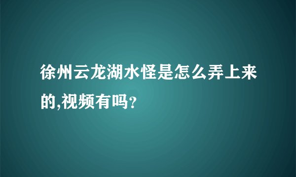 徐州云龙湖水怪是怎么弄上来的,视频有吗？