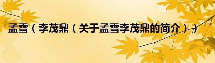 孟雪（李茂鼎（关于孟雪李茂鼎的简介））
