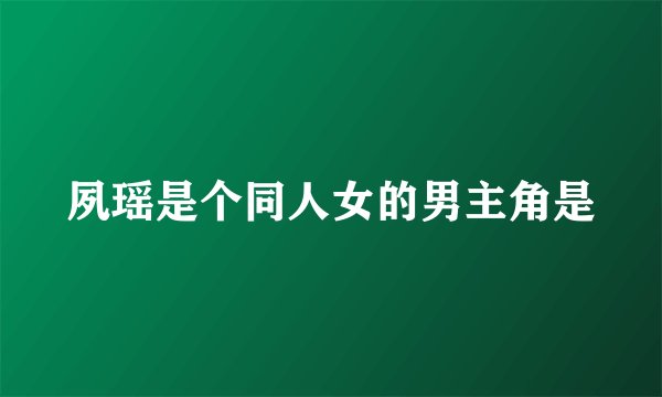 夙瑶是个同人女的男主角是