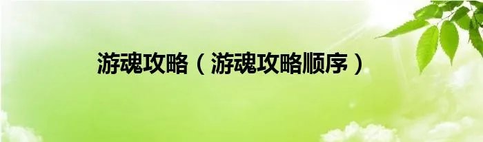 游魂攻略（游魂攻略顺序）