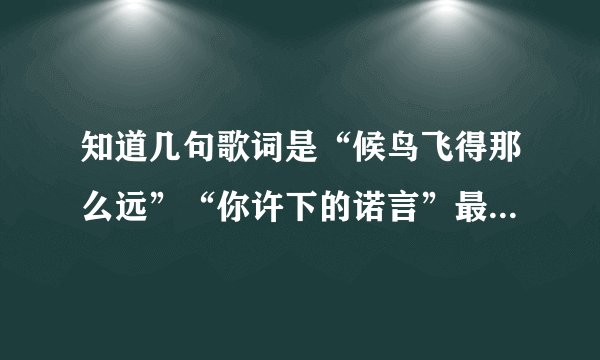 知道几句歌词是“候鸟飞得那么远”“你许下的诺言”最后一句是“回不到我们的从前”求歌名。