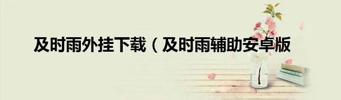 及时雨外挂下载（及时雨辅助安卓版