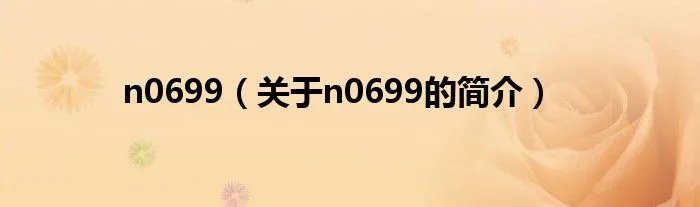 n0699（关于n0699的简介）