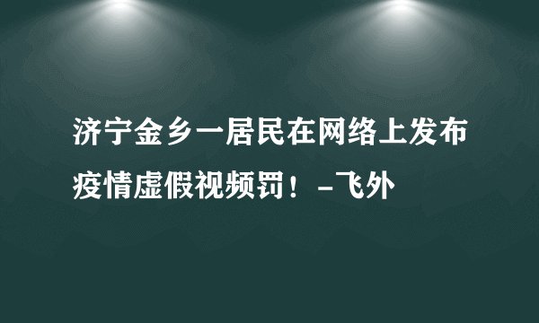 济宁金乡一居民在网络上发布疫情虚假视频罚！-飞外