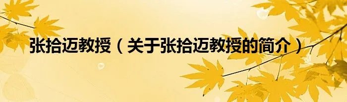 张拾迈教授(关于张拾迈教授的简介)