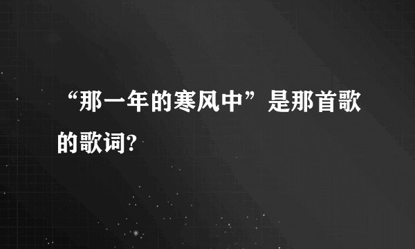“那一年的寒风中”是那首歌的歌词?
