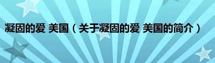 凝固的爱 美国（关于凝固的爱 美国的简介）