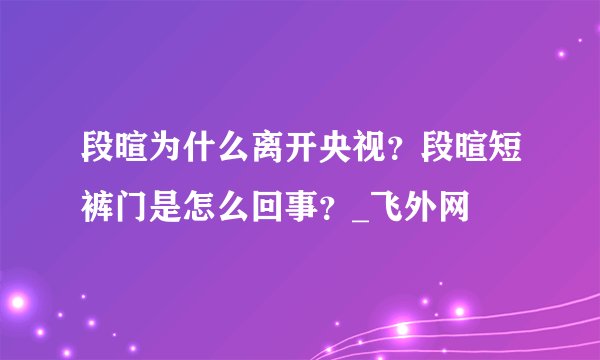 段暄为什么离开央视?段暄短裤门是怎么回事?_飞外网
