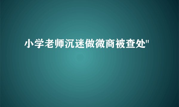 小学老师沉迷做微商被查处