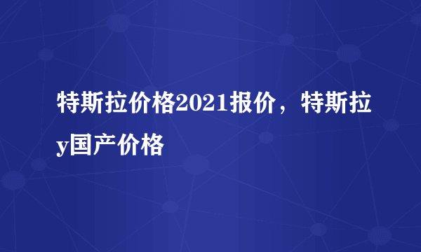 特斯拉价格2021报价，特斯拉y国产价格
