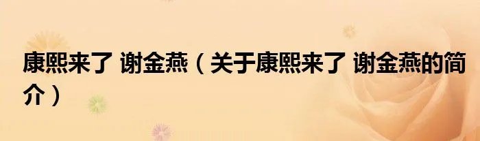 康熙来了 谢金燕(关于康熙来了 谢金燕的简介)