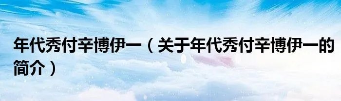 年代秀付辛博伊一（关于年代秀付辛博伊一的简介）