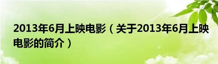 2013年6月上映电影（关于2013年6月上映电影的简介）