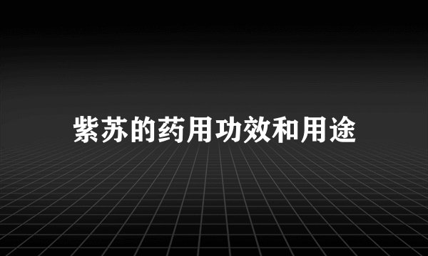 紫苏的药用功效和用途
