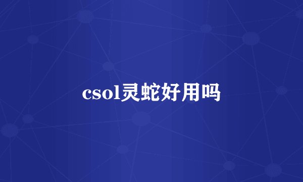 csol灵蛇好用吗