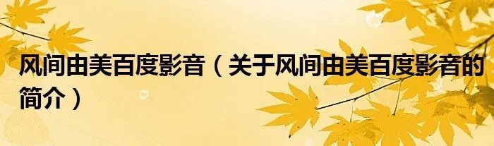 风间由美百度影音（关于风间由美百度影音的简介）