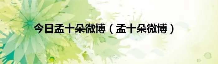 今日孟十朵微博（孟十朵微博）
