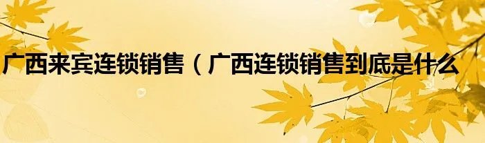 广西来宾连锁销售（广西连锁销售到底是什么