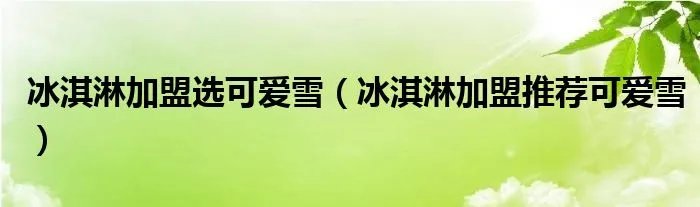 冰淇淋加盟选可爱雪（冰淇淋加盟推荐可爱雪）