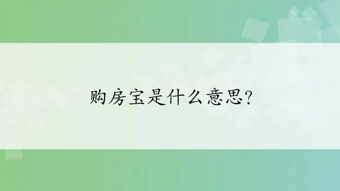 购房宝是什么意思?