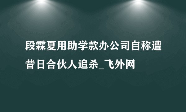 段霖夏用助学款办公司自称遭昔日合伙人追杀_飞外网