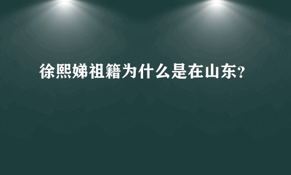 徐熙娣祖籍为什么是在山东？