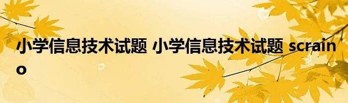 小学信息技术试题 小学信息技术试题 scraino
