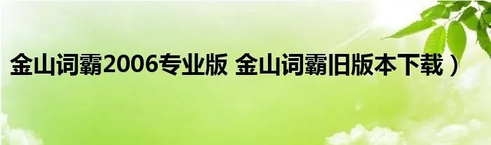 金山词霸2006专业版 金山词霸旧版本下载）