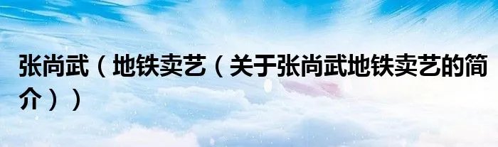 张尚武（地铁卖艺（关于张尚武地铁卖艺的简介））