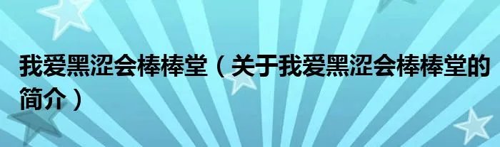 我爱黑涩会棒棒堂（关于我爱黑涩会棒棒堂的简介）