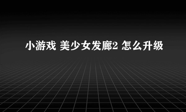 小游戏 美少女发廊2 怎么升级