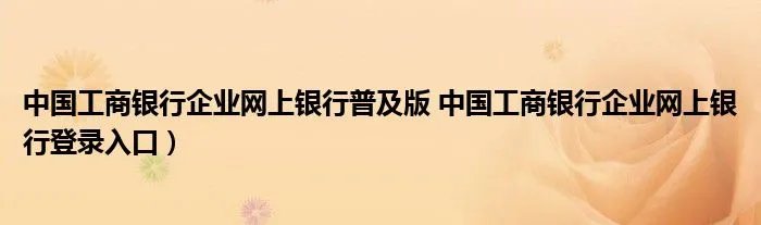 中国工商银行企业网上银行普及版 中国工商银行企业网上银行登录入口)