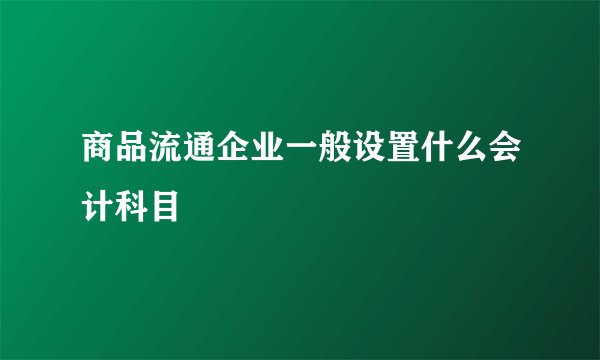 商品流通企业一般设置什么会计科目