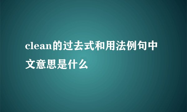 clean的过去式和用法例句中文意思是什么