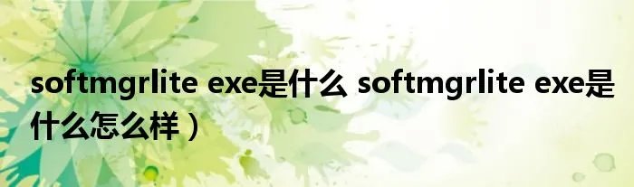 softmgrlite exe是什么 softmgrlite exe是什么怎么样)