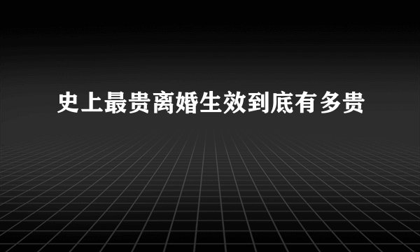 史上最贵离婚生效到底有多贵