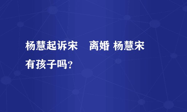 杨慧起诉宋喆离婚 杨慧宋喆有孩子吗？