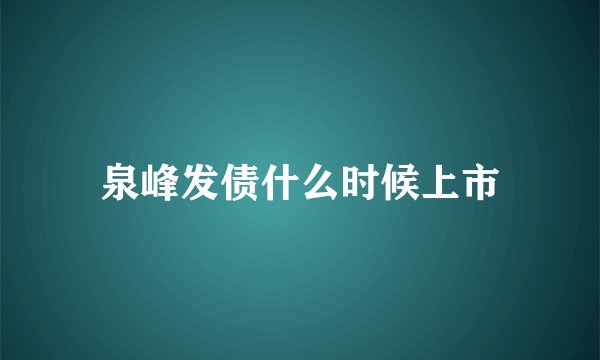 泉峰发债什么时候上市