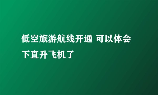 低空旅游航线开通 可以体会下直升飞机了