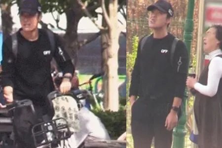 张桐带妈逛路边摊 单车代步挤公交很接地气